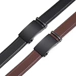 SENDEFN 2 Pack Ceintures à cliquet pour hommes, Ceinture en cuir pour hommes dans la boîte cadeau pour la robe casual, taille ajustable Trim to Fit