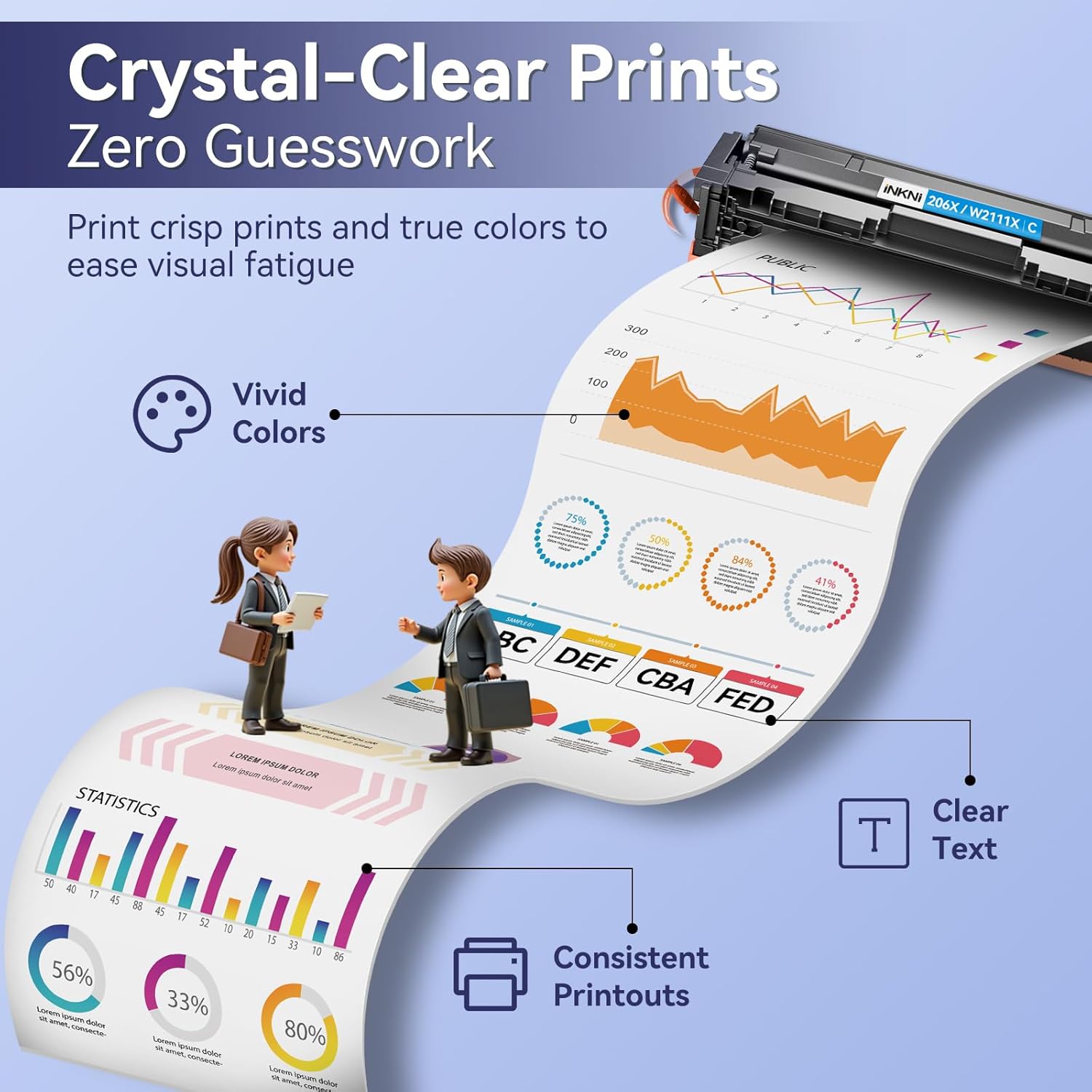 InkNI 206X Toner Cartridges 4 Pack - with Chip Compatible Replacement for HP 206X 206A for Color LaserJet Pro MFP M283fdw M283cdw M283fdn M282nw Pro M255dw M255nw Ink Cartridges W2110X W2110A