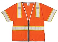 Vista 2 de Kishigo Chaleco unisex de alta visibilidad reflectante Premium Brilliant Series 1551, cierre de cremallera, poliéster, ANSI 107 tipo R / clase 3