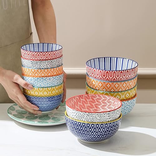 Miniatura 8 de Selamica Juego de cuencos de cerámica para postre de 12 onzas, cuencos para helado, cuencos pequeños de 4.7 pulgadas para helado, aperitivos,