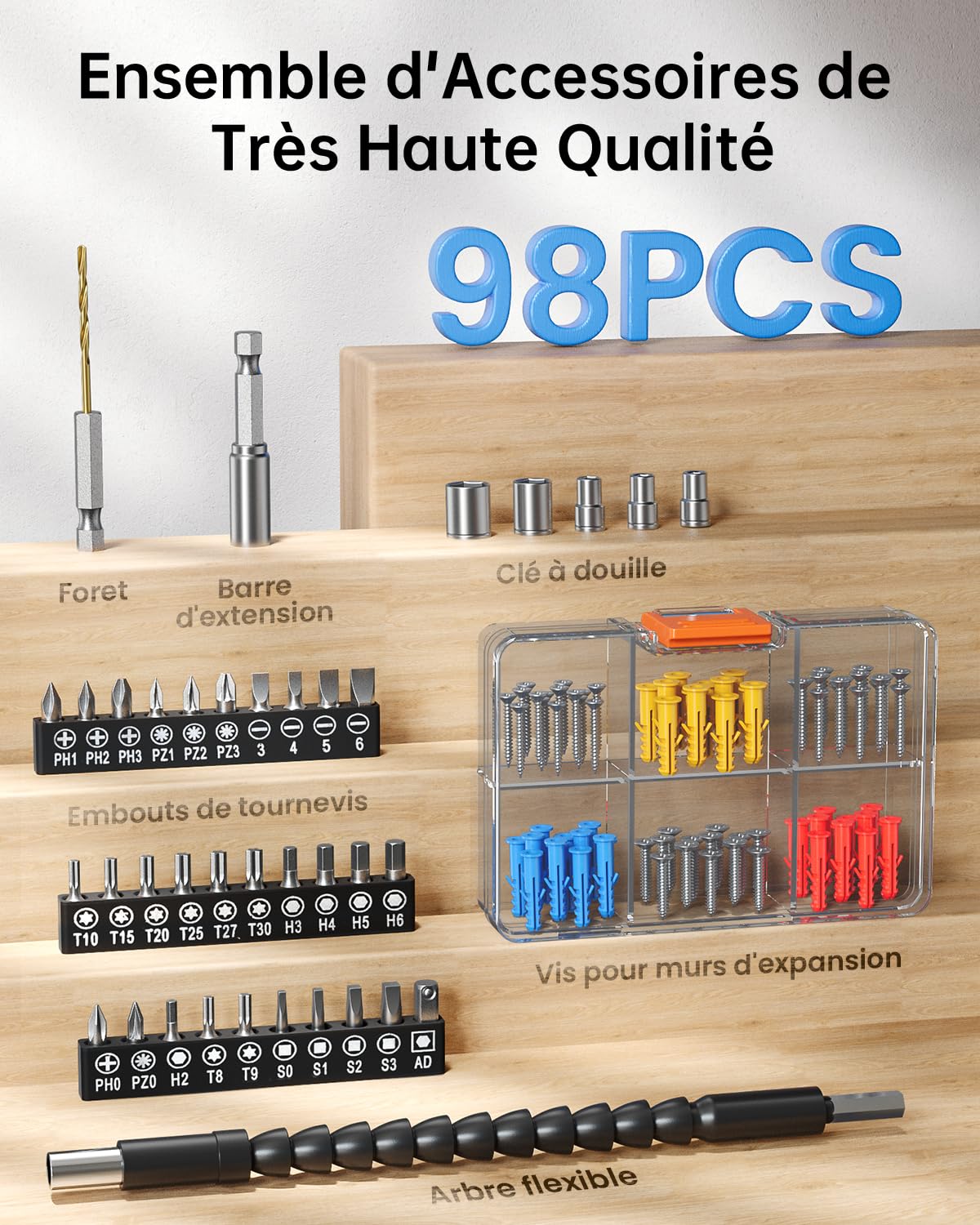 12V Visseuse Devisseuse Sans Fil, Perceuse Visseuse Sans Fil et 2000mAh Batterie, 25N.m Perceuse, 98 Accessoires, 25+1 Couple, Lumières LED, Parfait la Réparation à Domicile et DIY Green