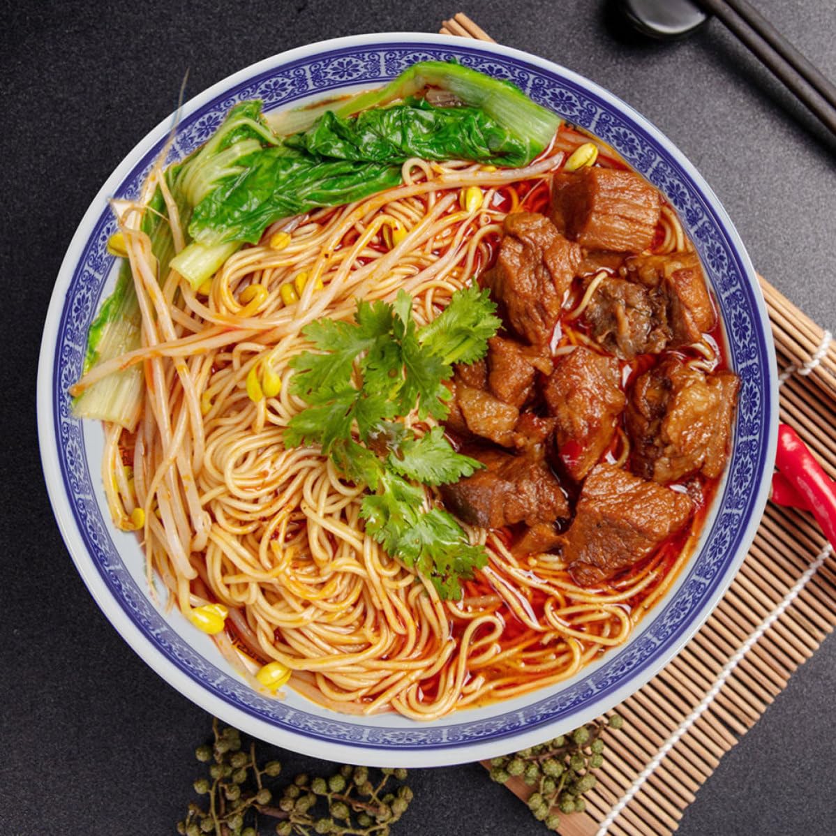 Tazón de Ramen de Cerámica Azul Superficie Lisa y Fácil Limpieza, Cuenco para Sopa Adecuado para Accesorios de Cocina y Uso Diario Hogar