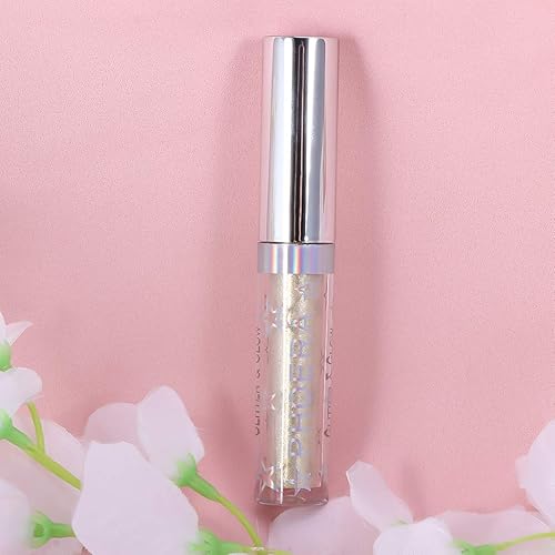 Miniatura 6 de Lurrose Sombra de ojos con purpurina de metal pesado, luces hipnóticas, delineador de ojos con purpurina líquida, color blanco cremoso, de larga