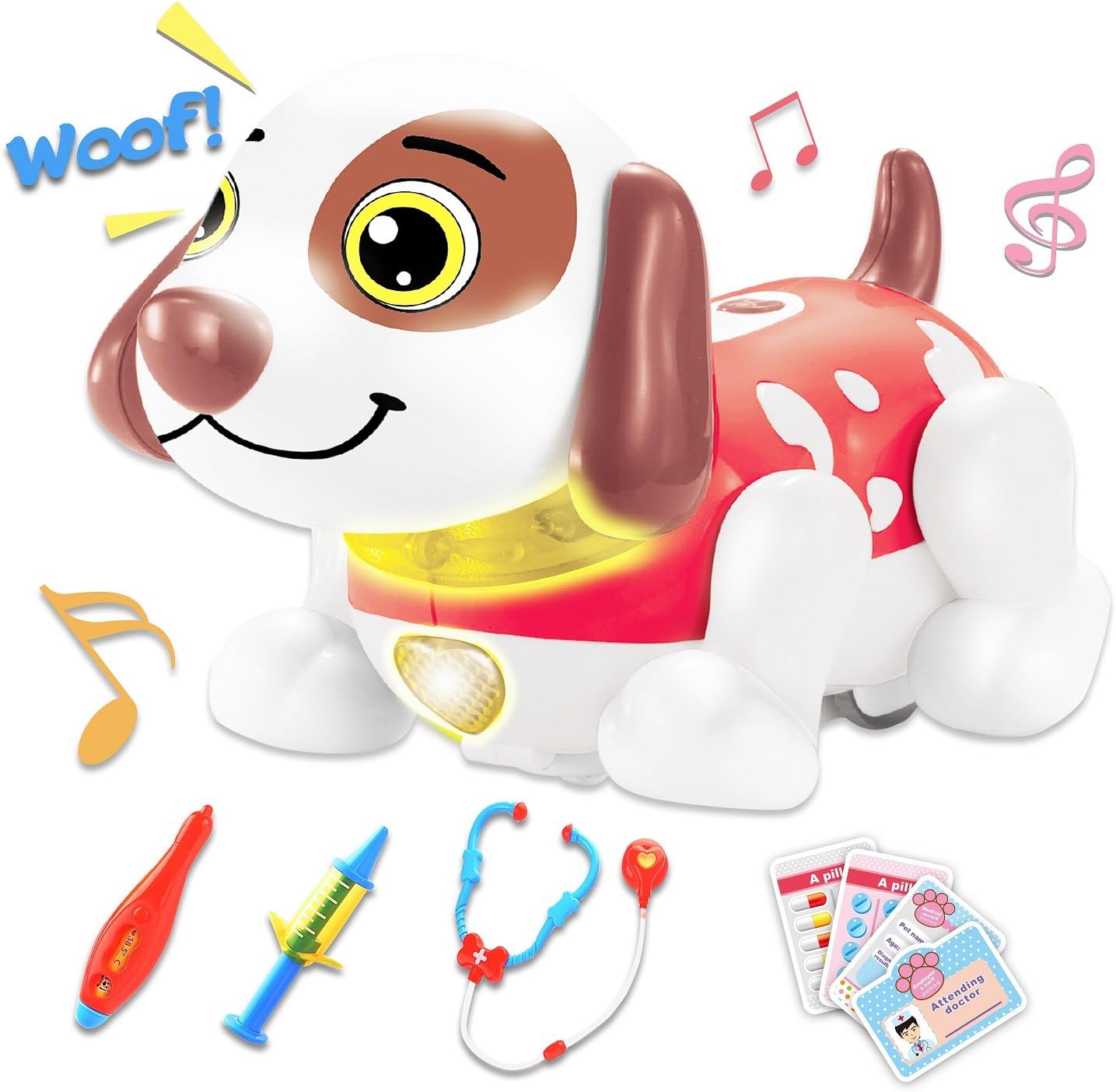 GAMZOO Pet Veterinarian Toys Doctor Kit for Kids for 2,3,4 Years Old Boys and Girls Birthday Gift Interactive Electronic Robot Dog Responds to Touch with Dan โฆ