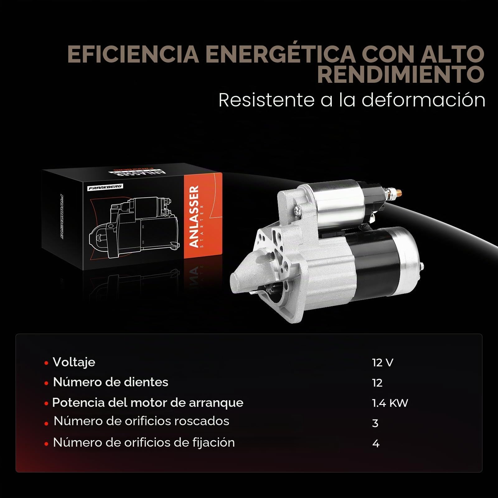 Frankberg Motor de arranque 14 kW 233003329R | Compatible con: Autobús NV200/Evalia, Caja Kubistar X76, Saloon Tiida SC11, Logan I LS, Juke F15, M.e.g.a.n.e CC EZ0/1