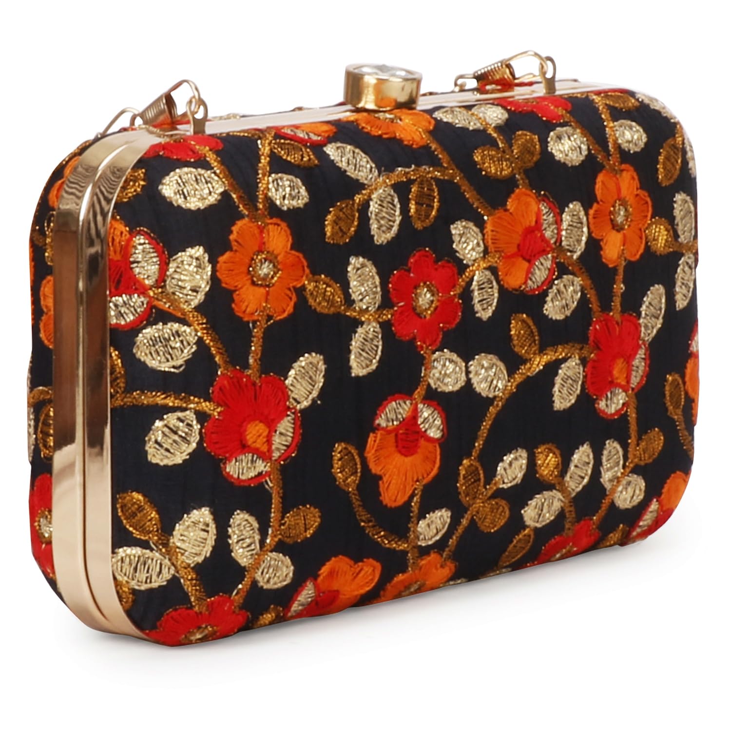 LONGING TO BUY Hand Crafted Designer Box Clutch - Zari Embroidery For Women