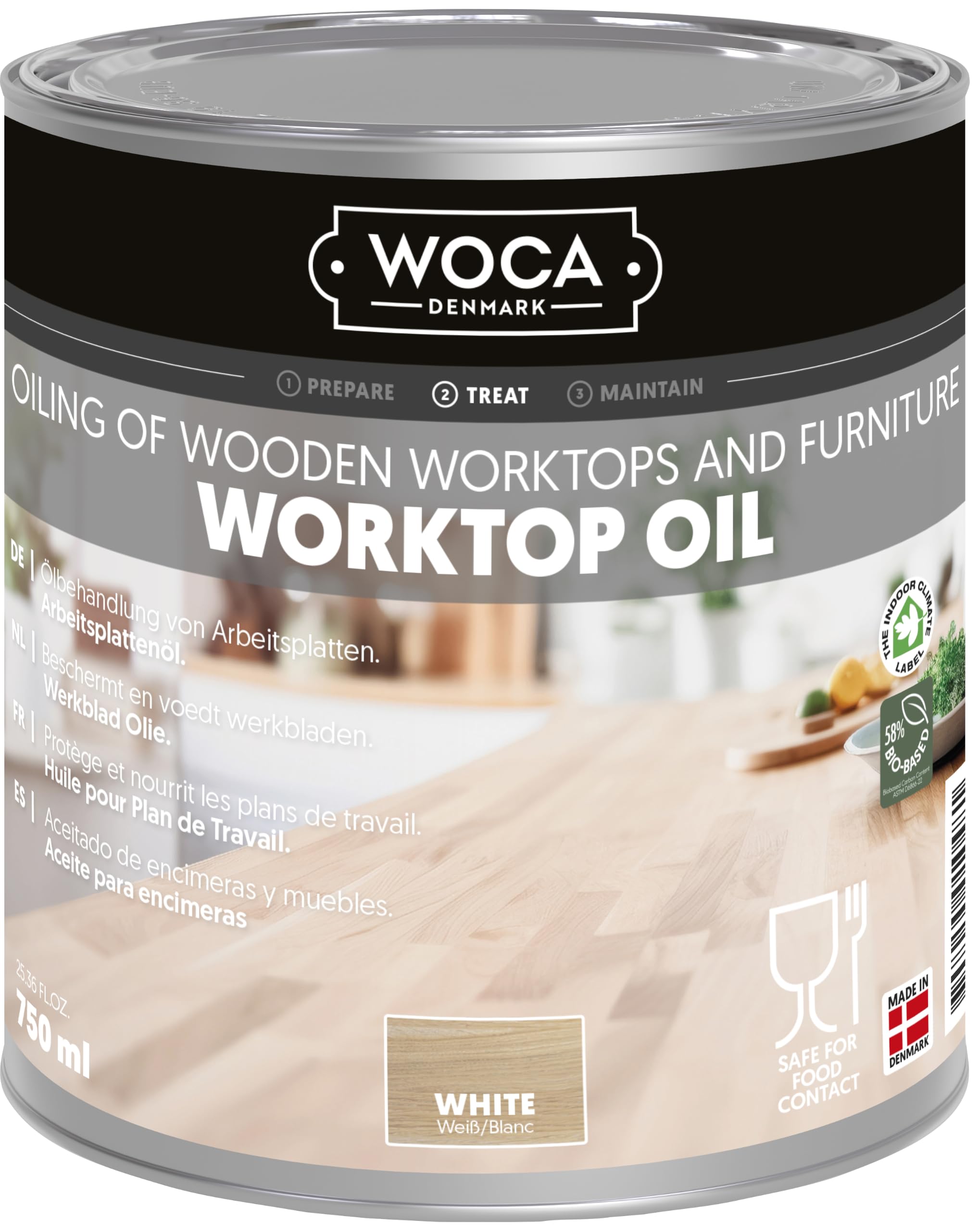 Woca White Food-Safe Worktop Oil, 750 Ml