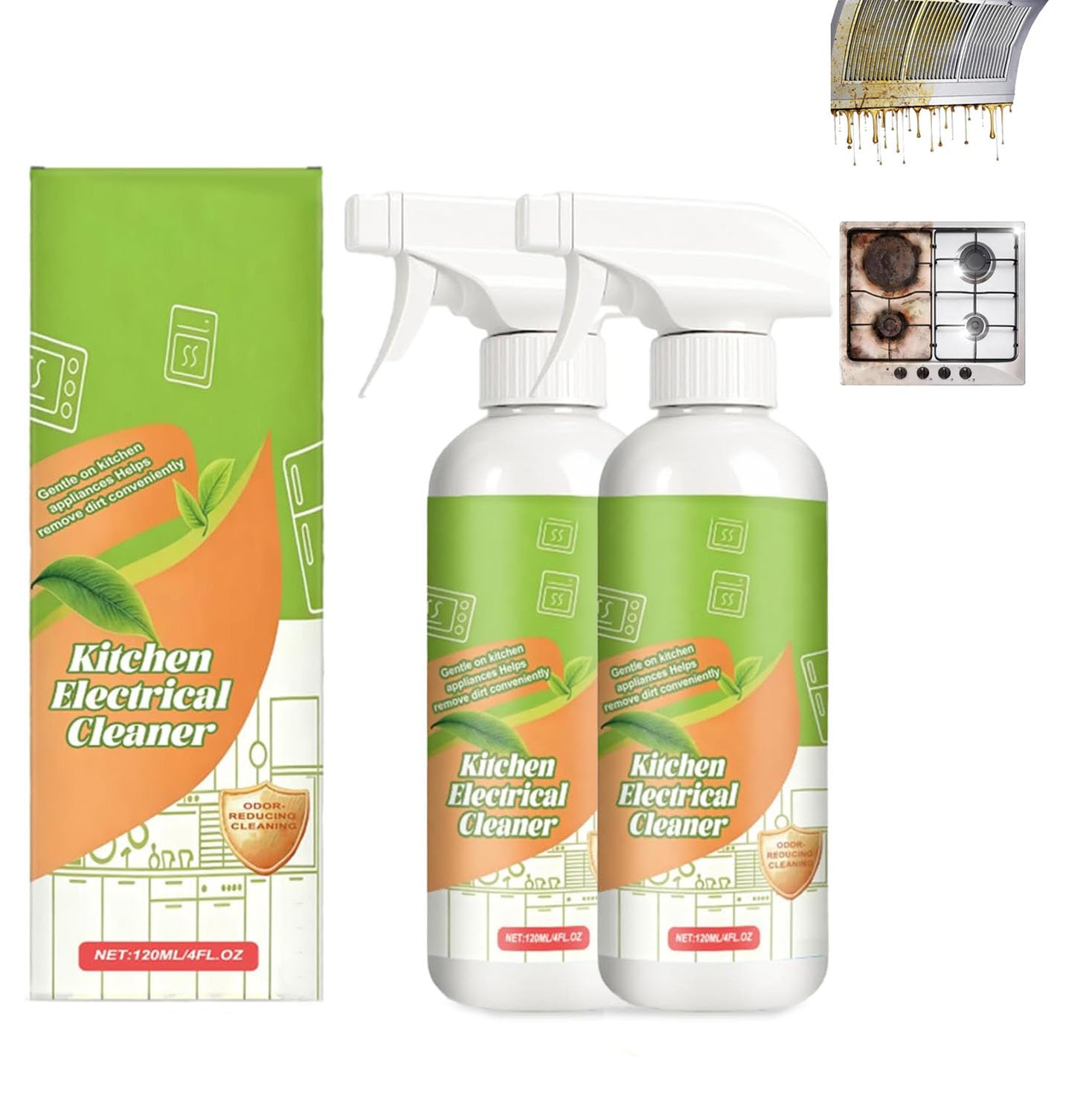 2026 Fly Spray Clèanse, Cleanse Kitchen Appliance Cleaner, Natural Formula to Household Appliances, Kitchen Appliance Cleaner, For Hold, Oven, Stove, Range Hood(2PCS)