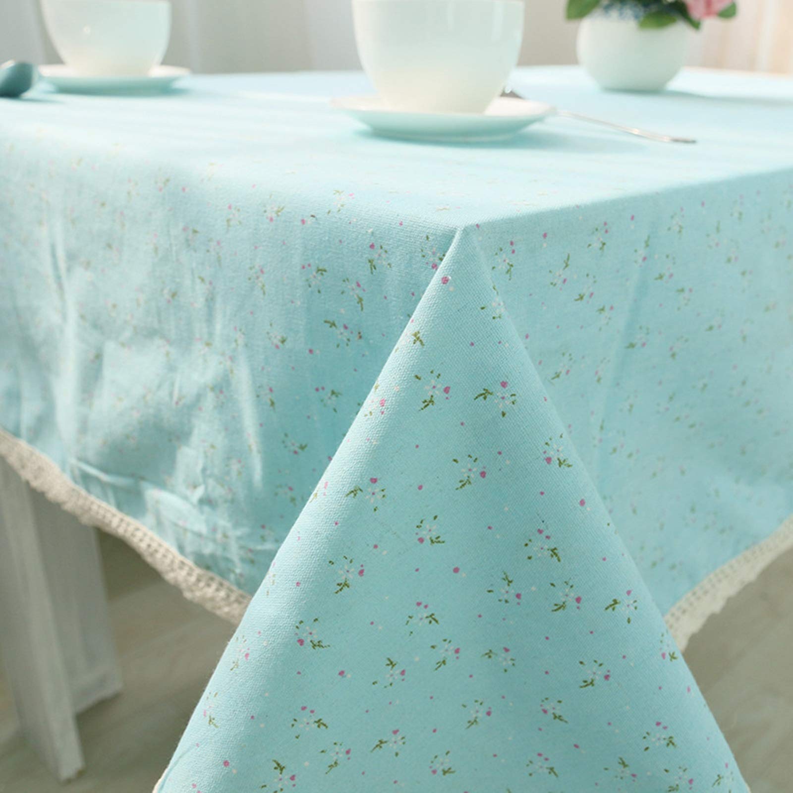 Nappe picnic imprimé fleurs et fond de studio photo décoratif en coton lin bleu moderne