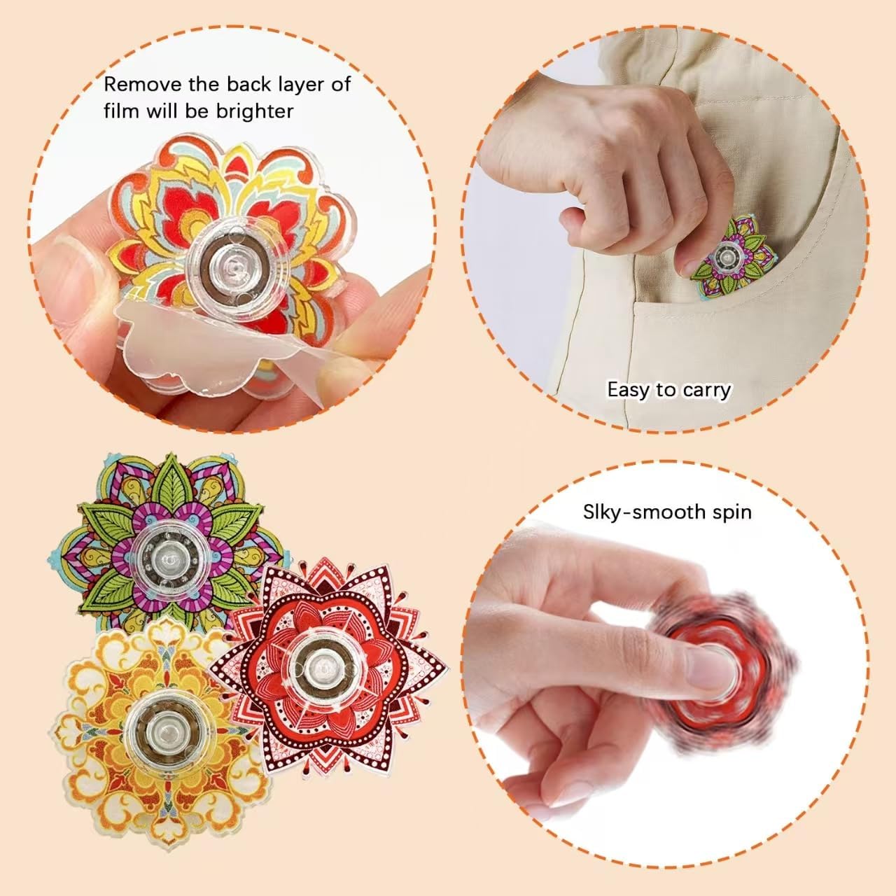 60 Pcs Mini Fidget Spinners for Party Favors, Fidget Toys Bulk for Classroom Prizes, Easter Basket Stuffers, Kids Adults Stress Relief Sensory Toys Christmas Valentine Gifts