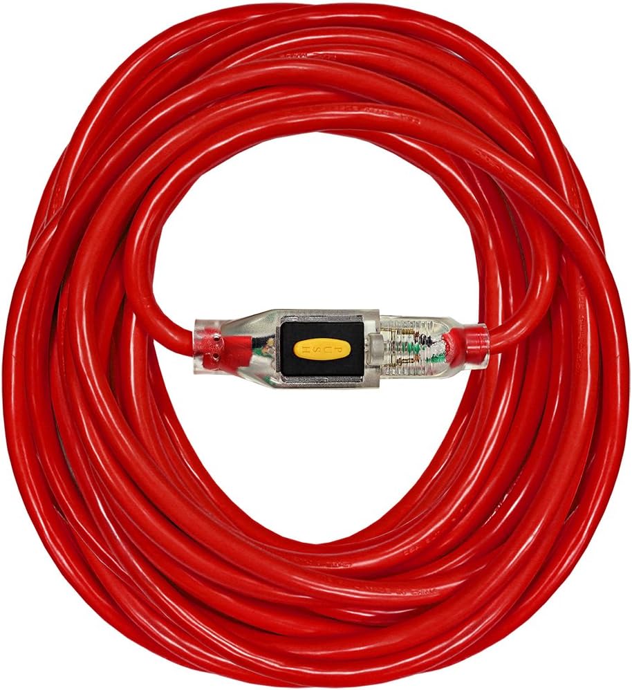 Serpentec 630-143050L30 Stay Plugged Lighted Locking Plug Indoor/Outdoor Extension Cord, 14/3 Gauge 50 ft., Red