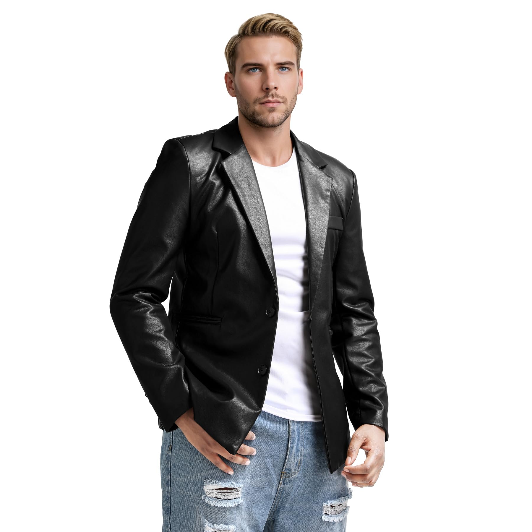 YFFUSHI Chaqueta Hombre de Piel Sintética Americana Soft Vintage Slim Fit Casual