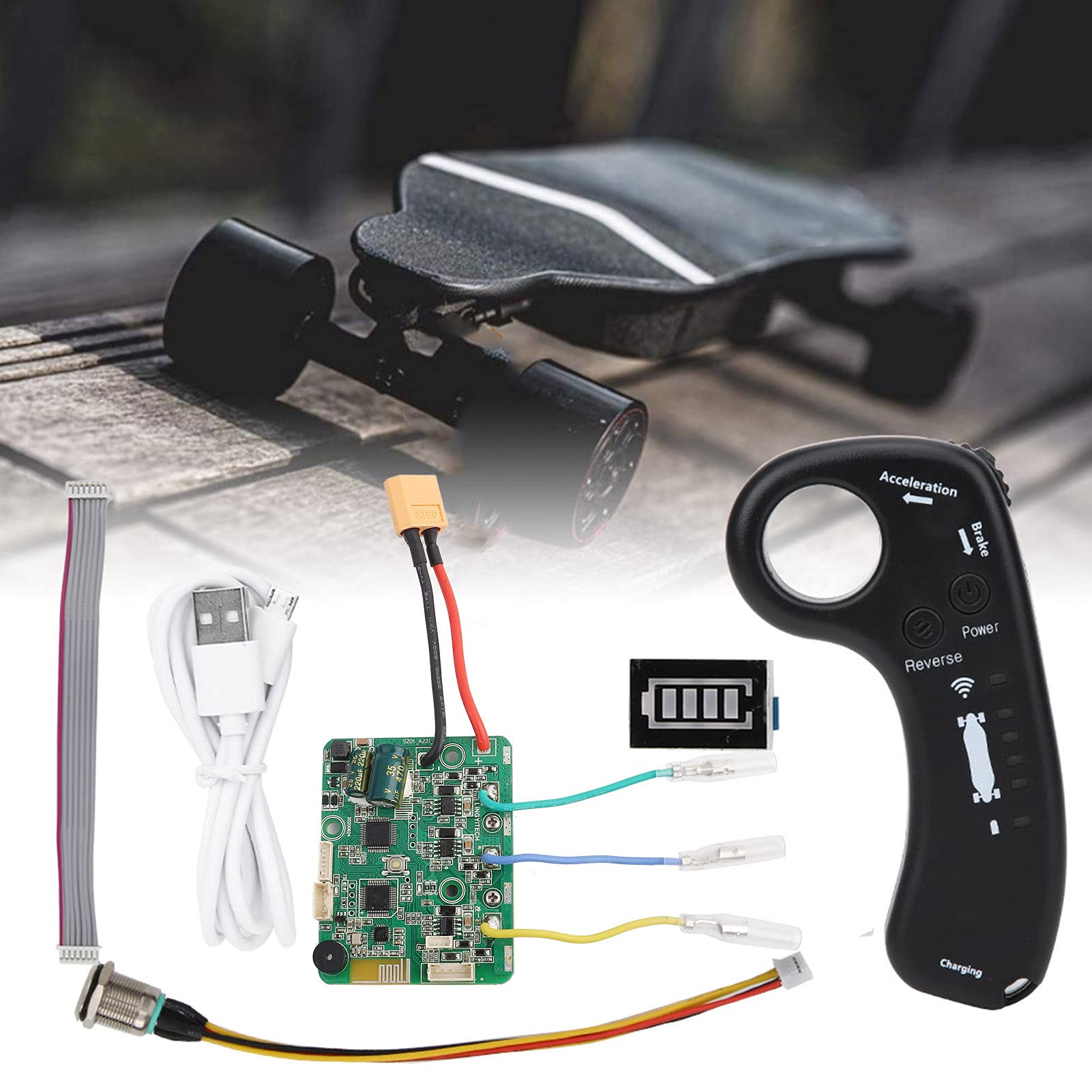 Folany Hand-held Wireless Remote Controller, Electric Four Wheel Skateboard Controller, Mini Remote Control for DIY Electric Skateboard, 400mah Lithium Battery, 4 Speed Adjustable, Single Drive