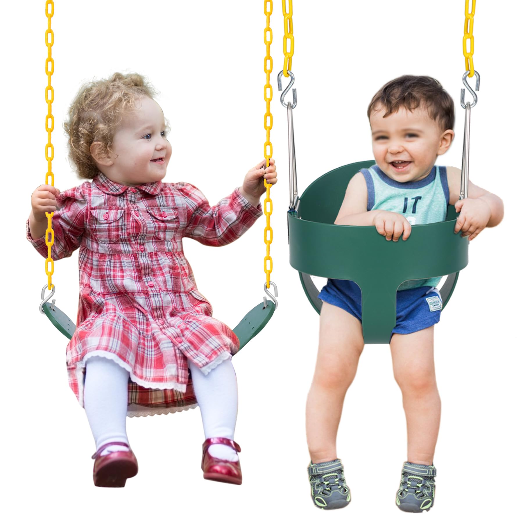 Domaker High Back Full Bucket Swing with Heavy Duty Swing Seat Combo Pack (Triangle and Chain Dip)
