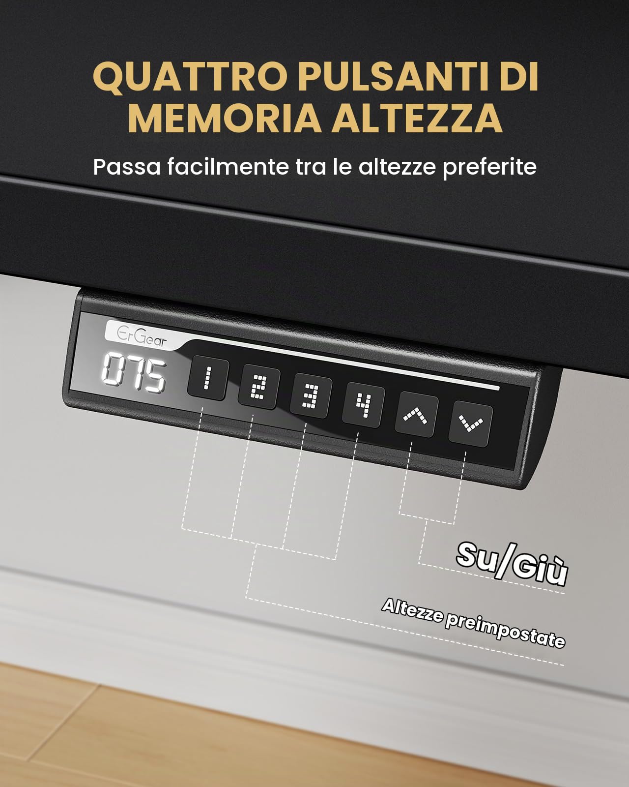 ErGear Scrivania elettrica in piedi, 140 x 80 cm, capacità di carico fino a 100 kg, altezza regolabile, con motore brushless avanzato, funzionamento silenzioso, robusto telaio in metallo, piano in | Motore brushless, altezza regolabile, funzionamento sile