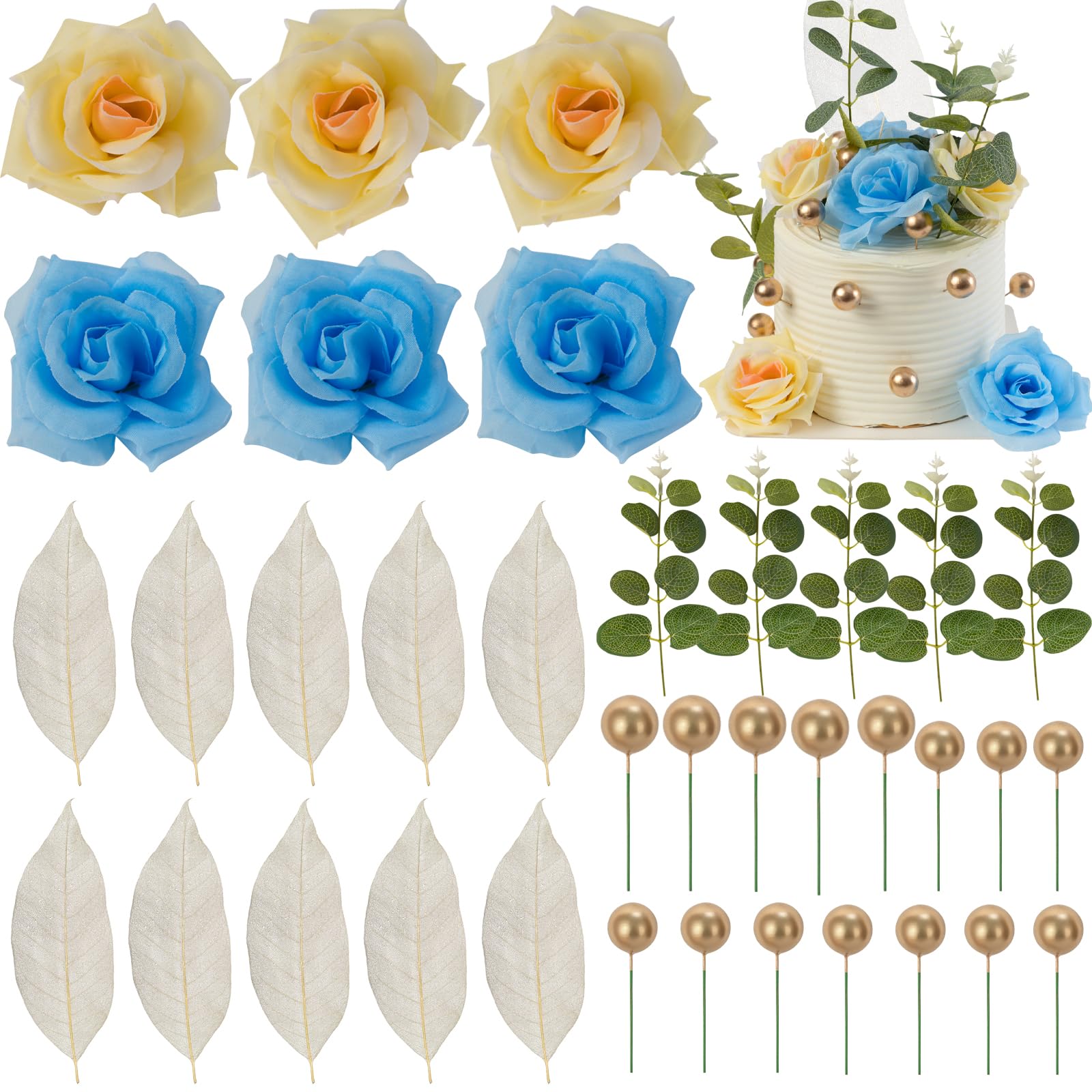 VOKABY Tortendeko Blumen,Boho Torten Deko,Cake Topper für Geburtstag,Hochzeitstorte,Taufe,Kommunion,Bankett,Party,Heimdekoration (Flowers B)