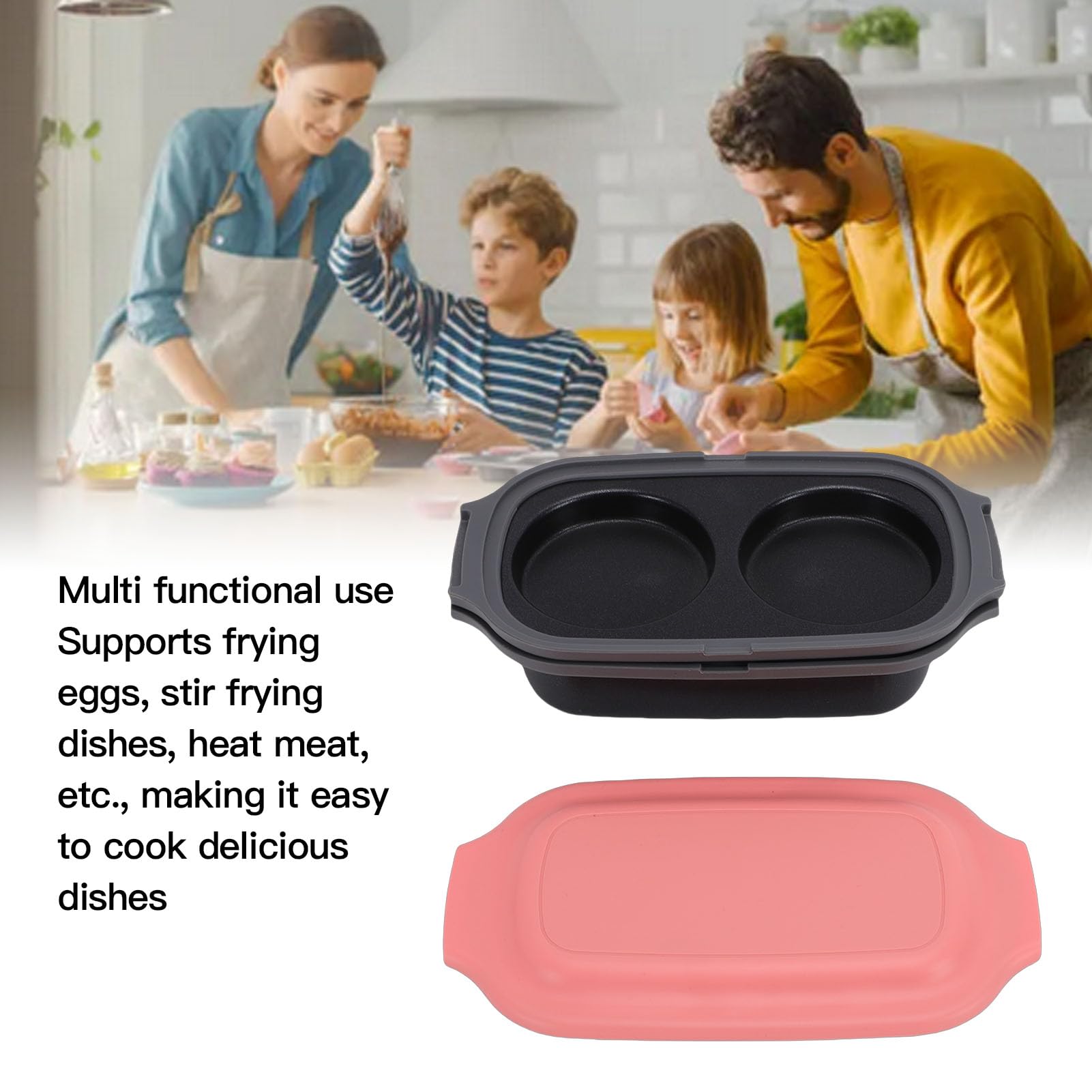 Asixxsix Olla para Huevos para Microondas y Sartén para Parrilla para Microondas, Utensilios de Cocina Multiusos para con Tapa, para Asar, Freír, Dorar Carne, Tocino, para