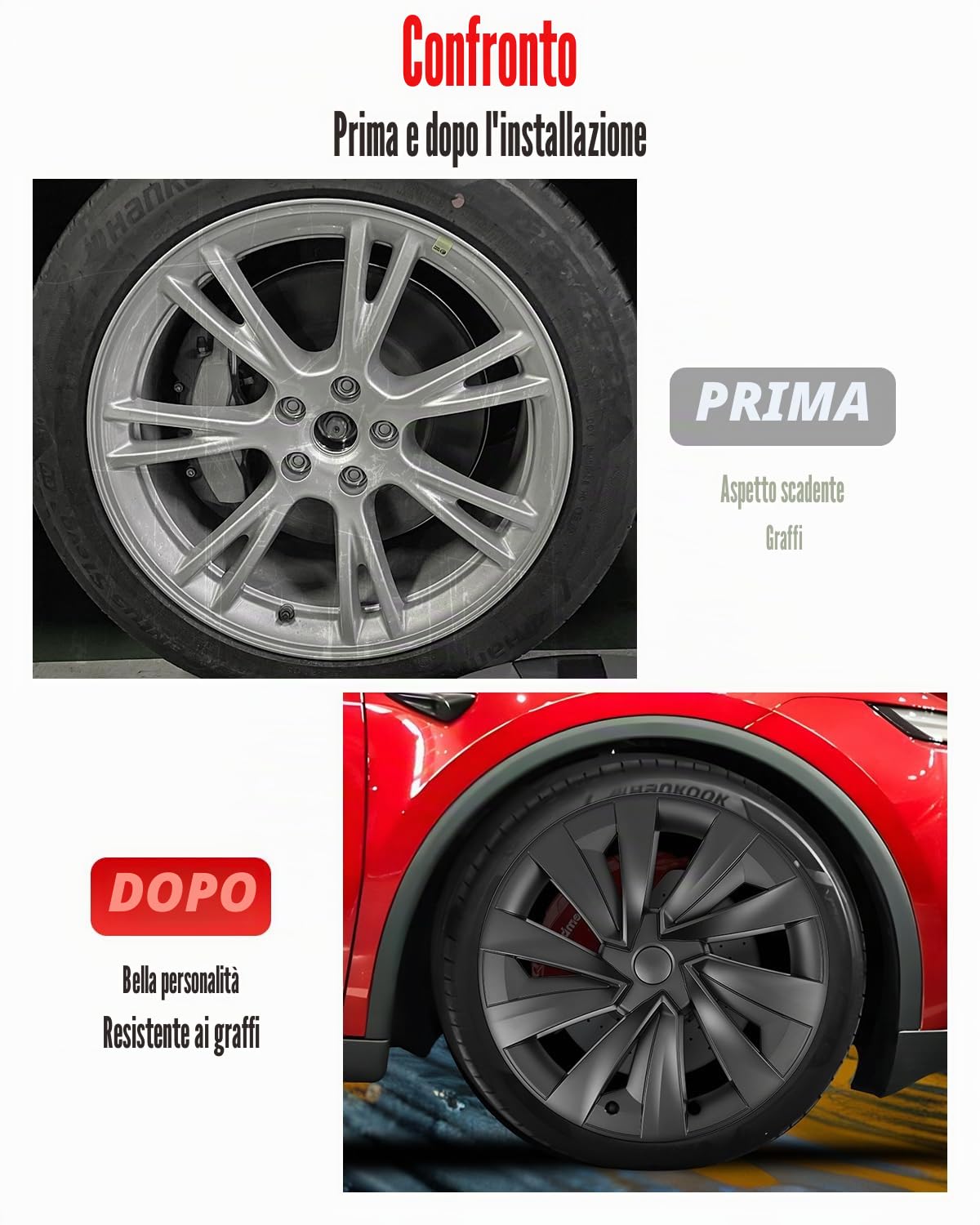 Set di 4 coprimozzi da 19 pollici per modello y, copricerchioni di ricambio, kit di coprimozzi compatibili con Tesla modello y (modello y juniper 2025)