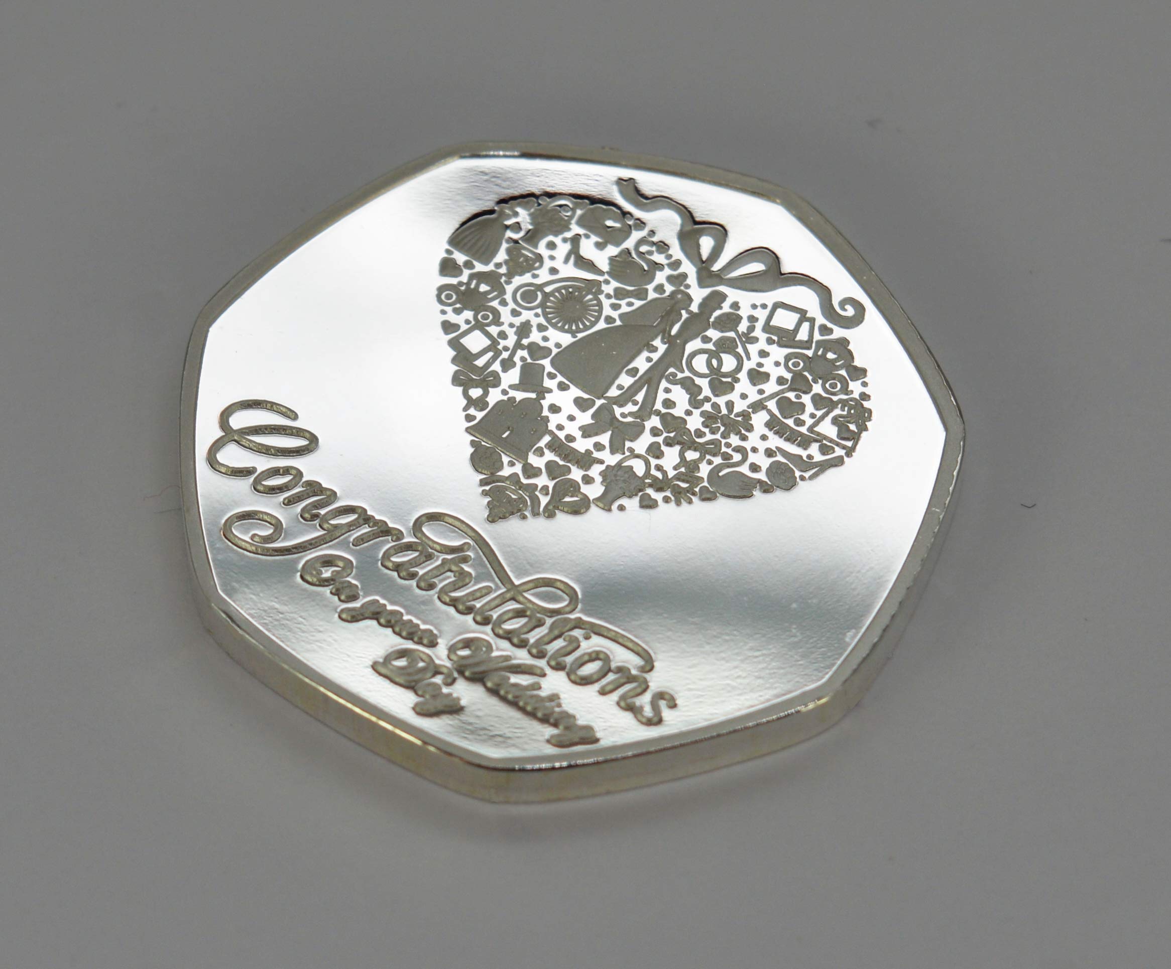 The Commemorative Coin Company CONGRATULATIONS ON YOUR WEDDING DAY Fine Silver Commemorative. Wedding Gift/Present/Favour. Bride/Groom/Couple