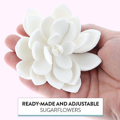 Miniatura 3 de Global Sugar Art Suculentas flores de pastel de azúcar de Opalina blancas con alambre, 3 unidades por el chef Alan Tetreault