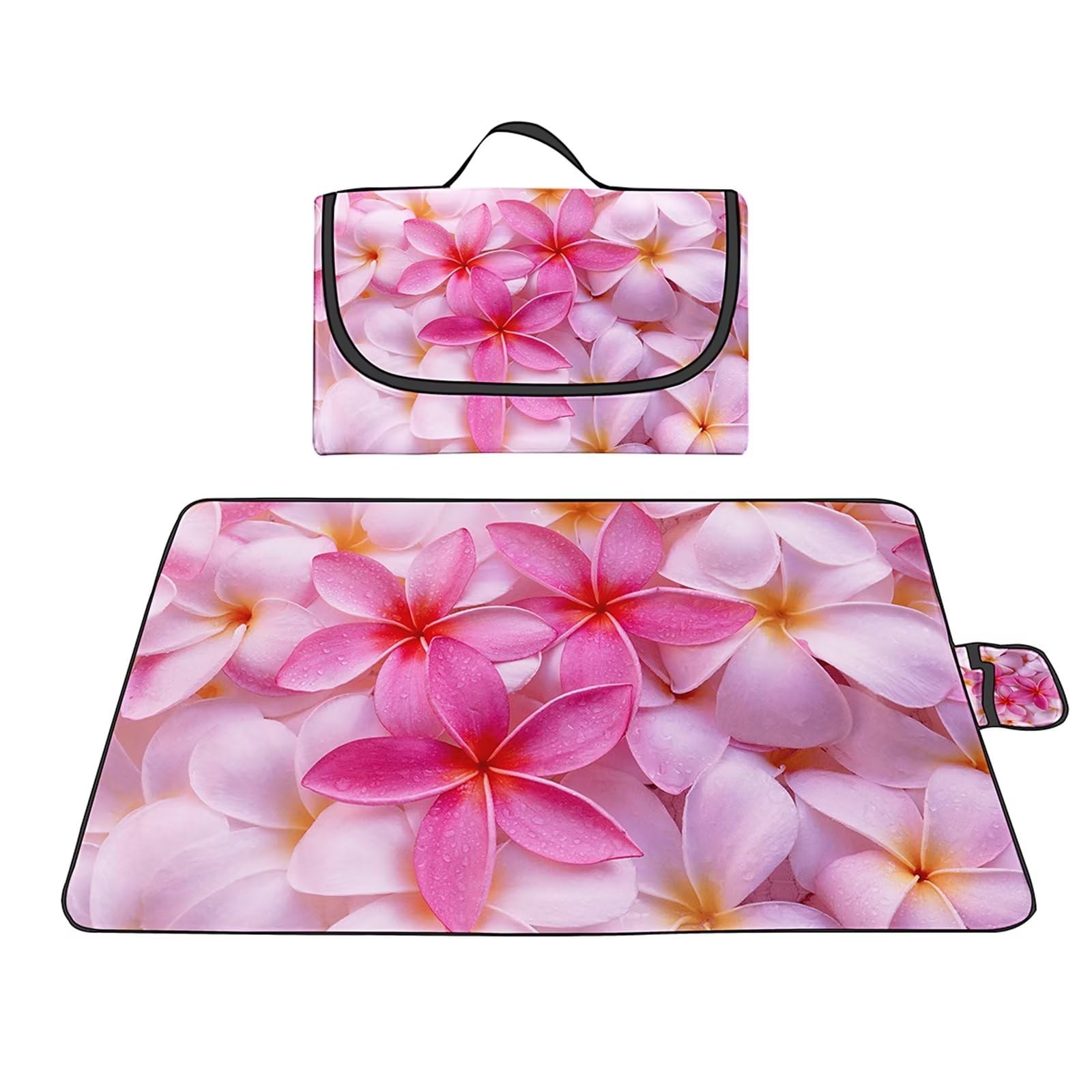 ADDISON BELLE Coperta Da Picnic Impermeabile Rosa/Fiori – Leggera, Pieghevole E Lavabile - 3