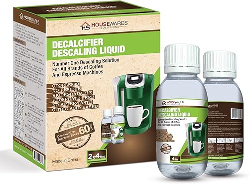 Solución de descalcificación para todas las marcas de máquinas de café y espresso – Botella de 4 onzas líquidas (paquete de 2)