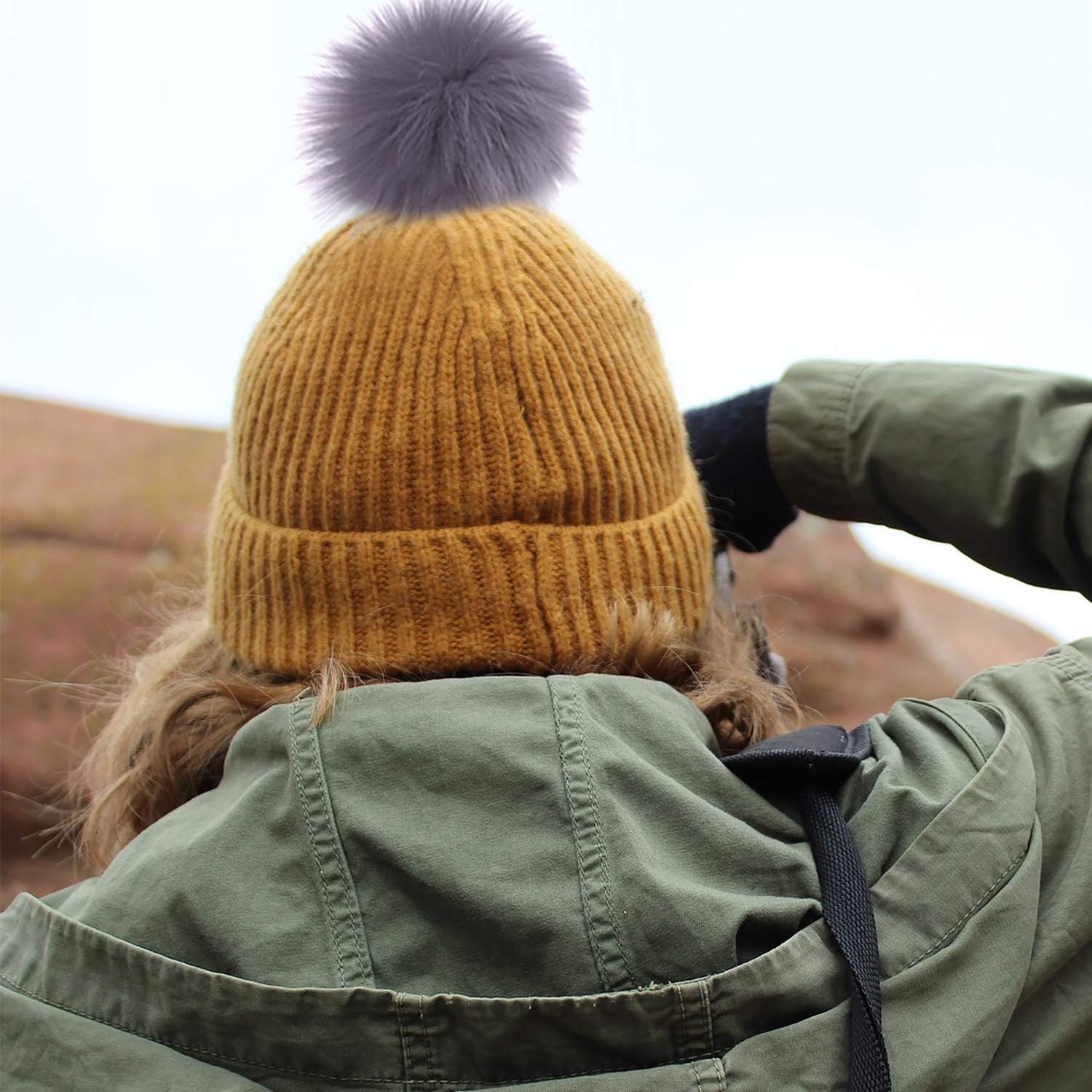 Coopay 24 Pieces Faux Fox Fur Pom Pom Balls DIY Fluffy With Elastic Loop for Hats Keychains Scarves Gloves Bags Charms Knitting Accessories (Popular Mix Colors) - Image 6