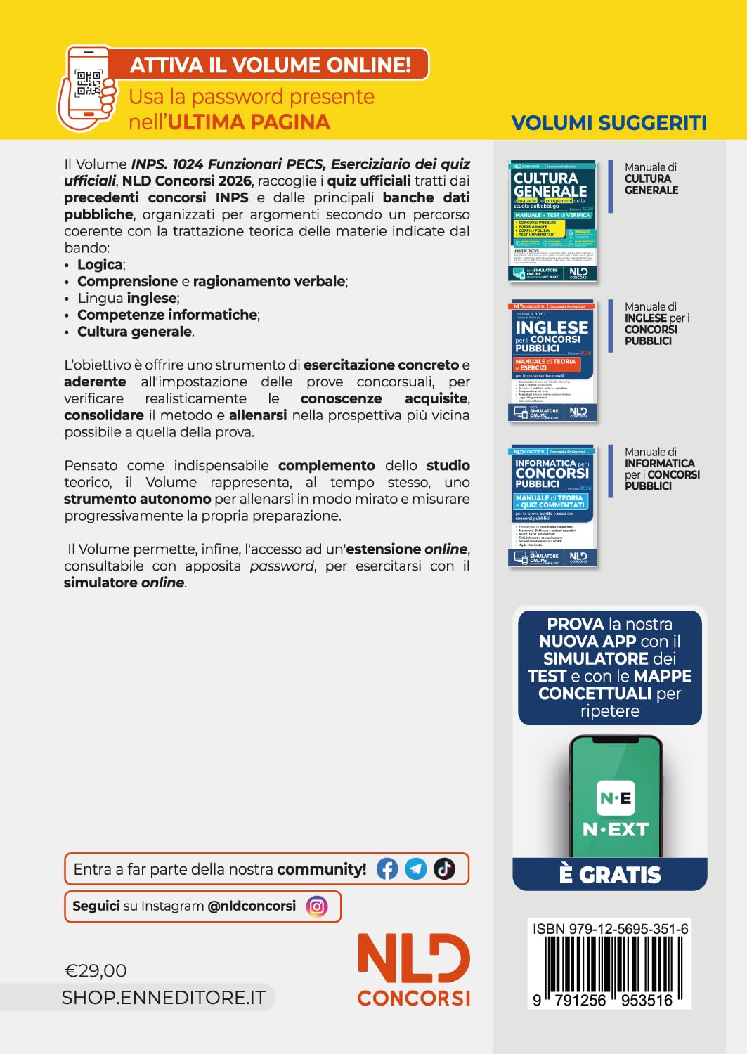 Concorso INPS 2026 1695 Funzionari PECS Eserciziario dei quiz ufficiali Banche dati e prove ufficiali per la prova preselettiva