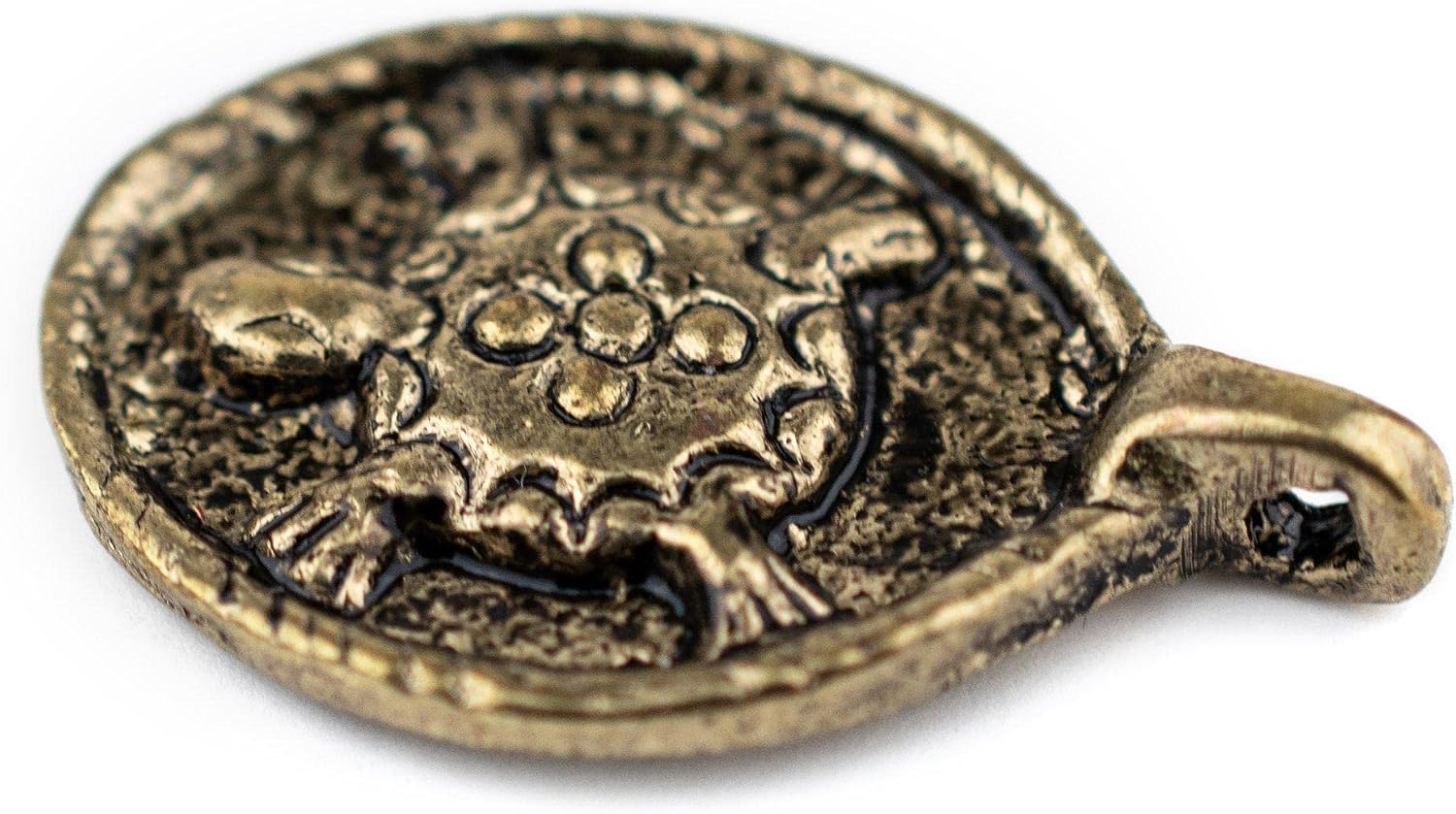 The Bead Chest Ghana Brass Turtle Charm Pendant (18x30mm)
