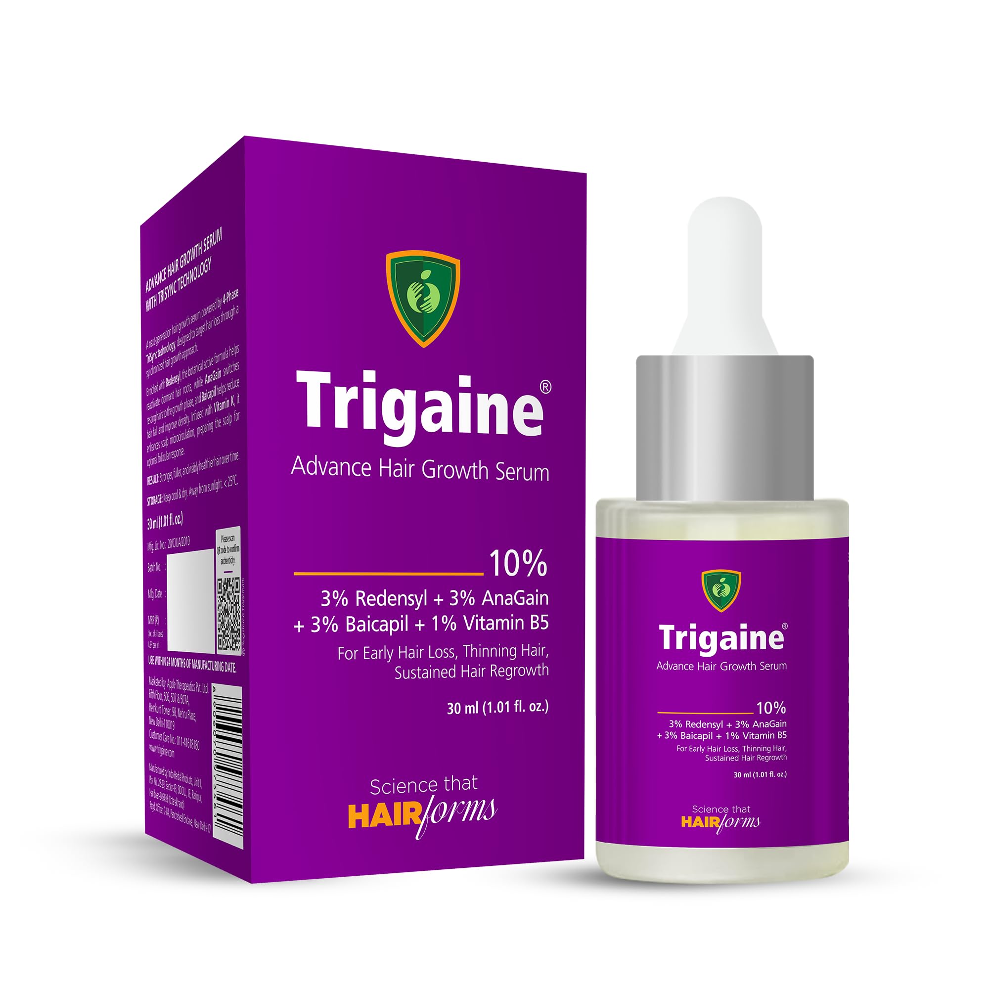 Trigaine Advance Hair Growth Serum 30ml | 10% Actives: 3% Redensyl + 3% AnaGain + 3% Baicapil + 1% Vitamin B5 | Helps Reduce Hair Fall & Supports Regrowth | TriSync Technology | For Men & Women-image-17