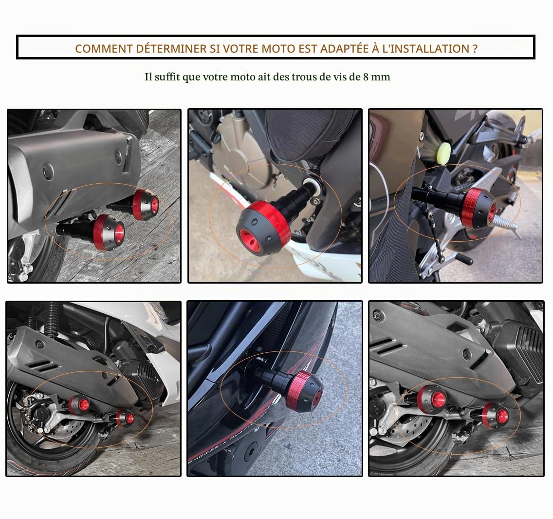 Boule Anti-Chute Moto pour Honda CB125R CB300R CB400X CB650R CB500F CB500X, Curseurs Cadre Protection Anti-Chute Moto, Garde Chute Protection, Protection de Carénage Accessoires,A Black