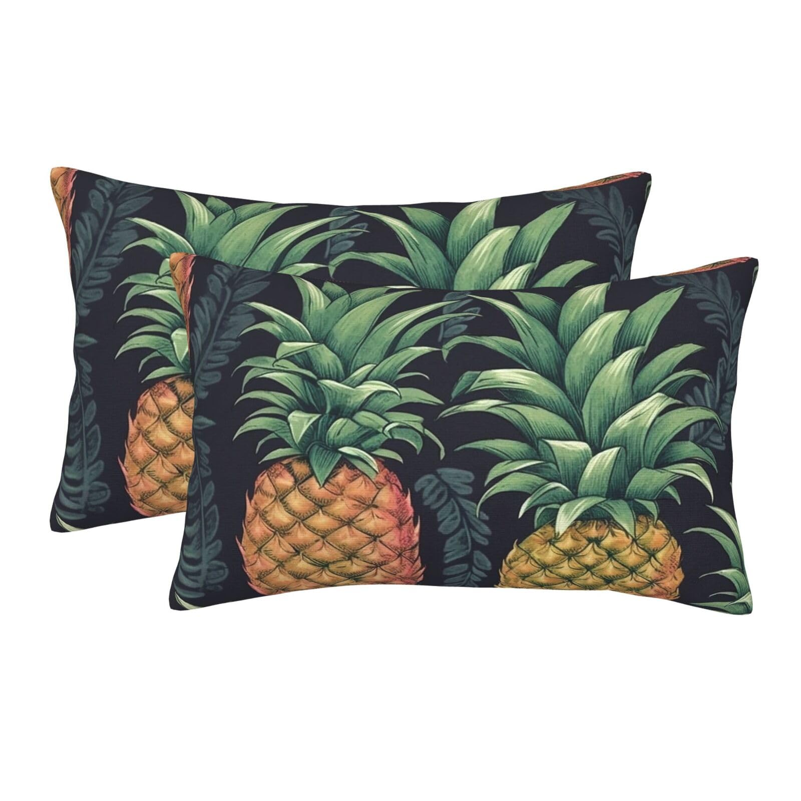 2 Pack Standard Size Pillow Cases for Hair and Skin Soft Breathable Pillow Case Covers with Hidden Zipper Pineapple Pillowcase 14"x20" Pillow Cover for Sleeping Gift
