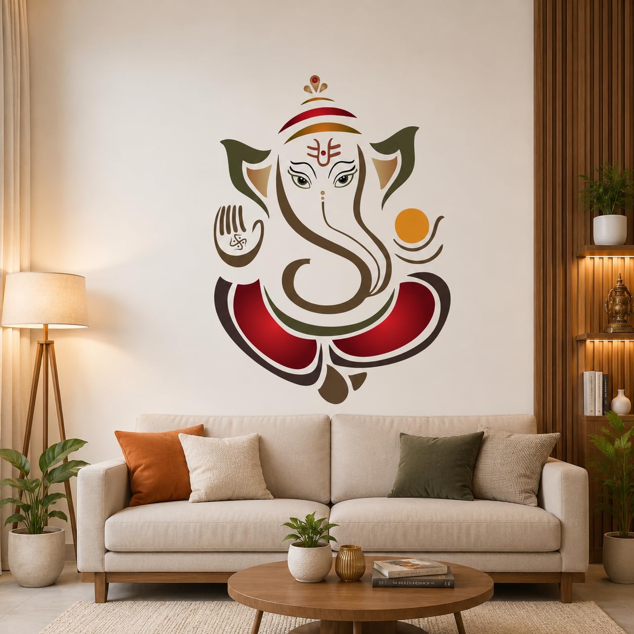 Lord Ganesh Wall Sticker Colourful | Ganpati Bappa Mural Art Vinyl Decal | Multi-Colour (50 x 70 cm) for Bedroom, Living Room, Pooja Room & Office Home Decor-Self-Adhesive-picture-33