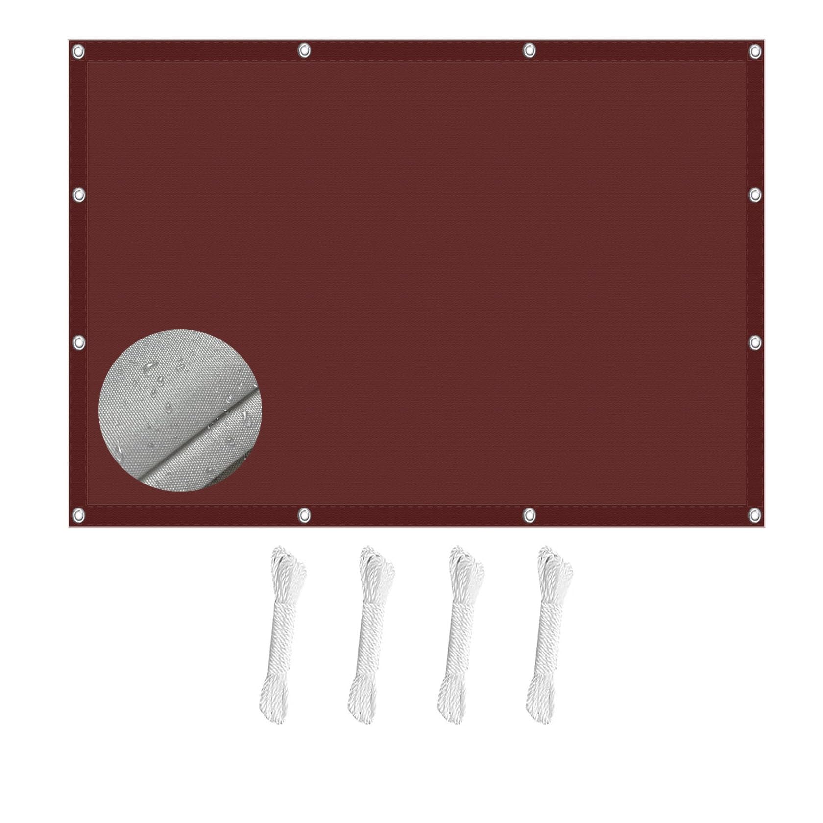 Voile d'ombrage rectangulaire 290x650 cm bordeaux pour protection anti-UV du jardin