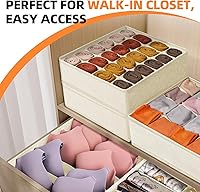 Vista 6 de Criusia 6 Pcs Drawer Organizer Clothes - 90 Cells Closet Organizers and Storage for Baby Nursery - Washable Fabric Dresser Organizer Dividers for