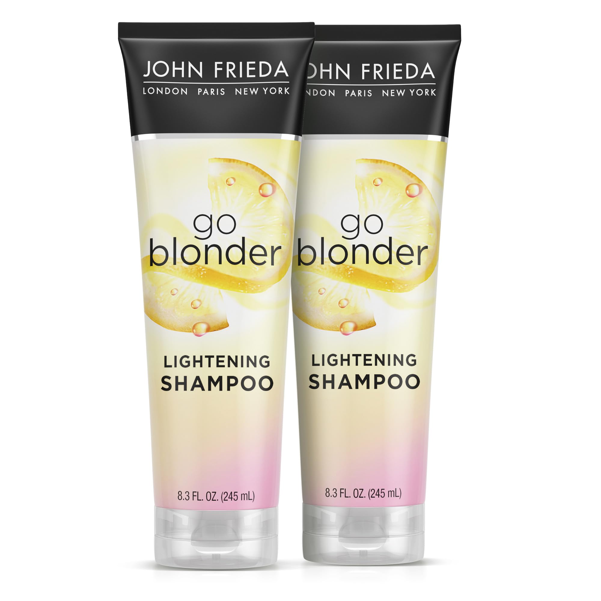 John FriedaGo Blonder Lightening Shampoo, Gradually Lightens Blonde Color, For Natural or Color-Treated Hair, Formulated with a Citrus Botanical Blend, Paraben Free, 8.3 Oz, Pack of 2