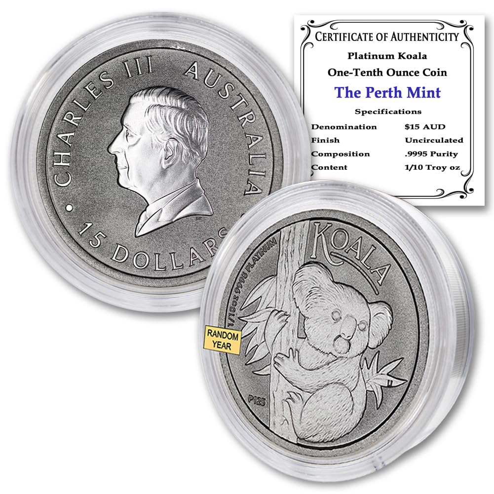 1988 P - Present (Random Year) P 1/10 oz Australia Platinum Koala Coin Brilliant Uncirculated with Certificate of Authenticity $15 Seller BU
