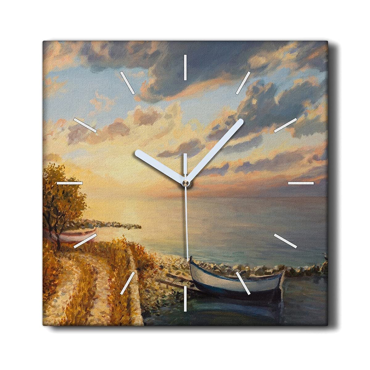Horloge sur toile 30x30cm décoration murale de salon sans tic-tac nuages