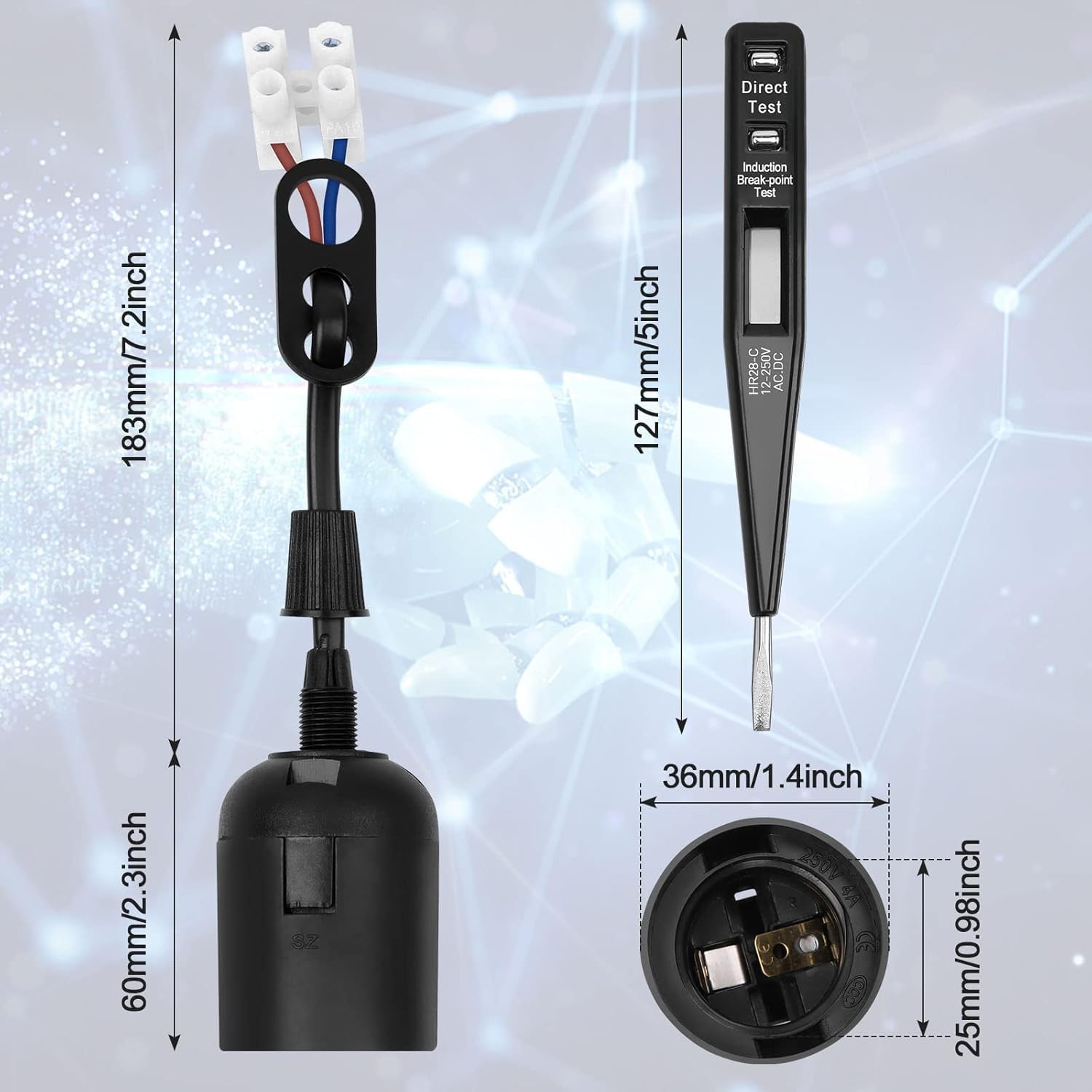 Kit Elettrico Per Lampada Fai Da Te – Attacco E27 Bianco Con Cavo - Foto 6