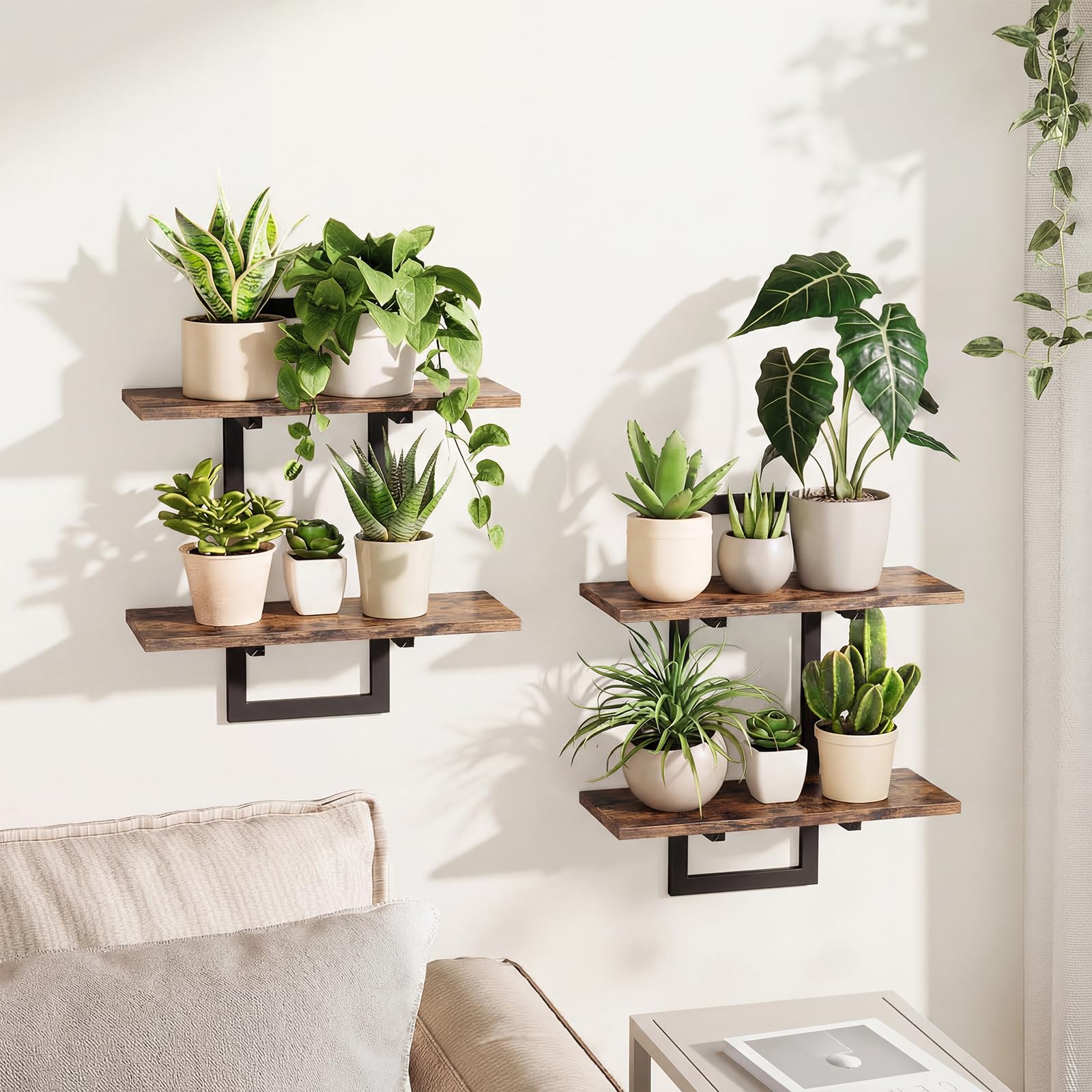 Bamworld Floating Shelves for Wall Planters Indoor Hanging Plant Shelves