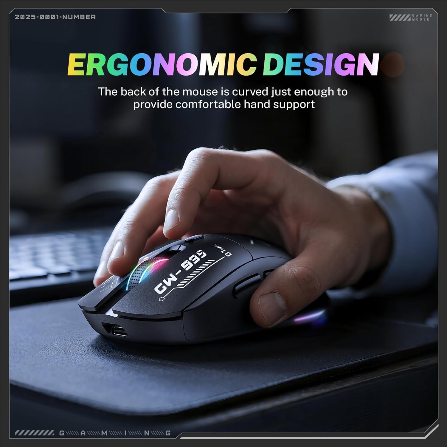Wireless Gaming Mouse, Tri-Mode 2.4G/Bluetooth/USB-C, 12800 DPI Adjustable, 79g Lightweight, 500mAh Rechargeable, for PC Gaming/Laptop/Mac (Black)