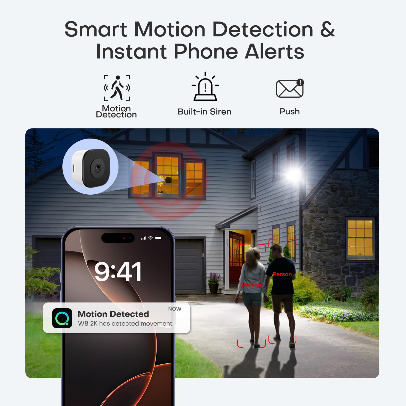 HomiQ Window Security Camera 2K, Indoor WiFi Cameras 2.4GHz/5GHz, Colorvue AI Color Night Vision, Person Detection with Auto-Focus, 24/7 Recording Compatible with Alexa & Google Home — view 9