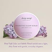 Vista 2 de Deep Steep Exfoliante de azúcar, flor de lila, 8 onzas, exfoliante corporal con aceite de coco orgánico, manteca de karité y aceite de argán