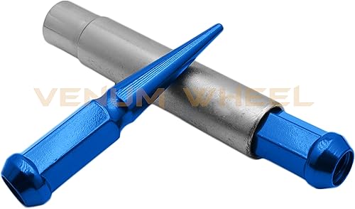 Miniatura 8 de Venum wheel accessories Tuercas azules de acero de 4.5 pulgadas de alto + 1 llave de enchufe – para ruedas de repuesto funciona con Ford Mustang Gt