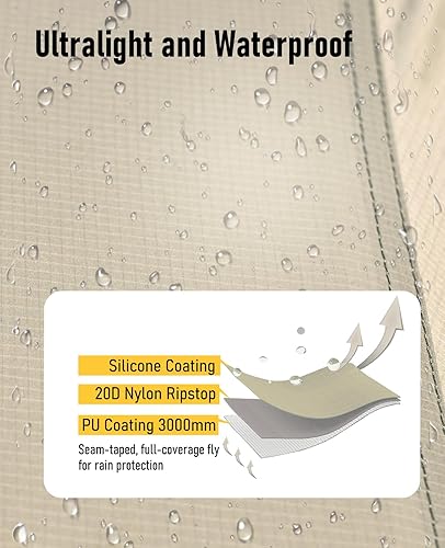 Miniatura 3 de iClimb Ultraligero 2 persona 3 temporada tienda impermeable para mochileros al aire libre camping senderismo trekking montañismo