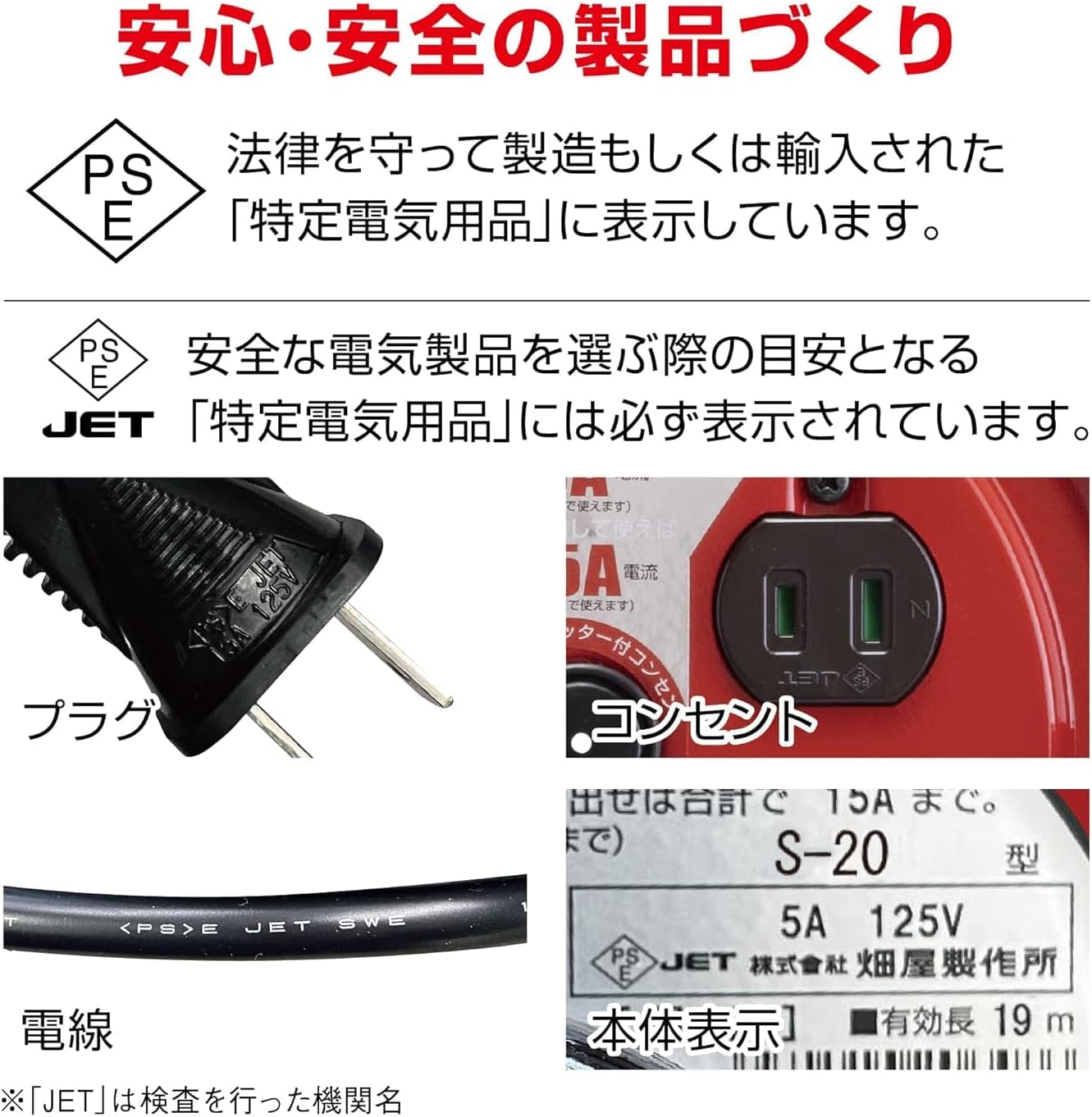 コードリール 屋内用 100V型 コード20m 太さ1.25㎟ 標準型 コンセント4個 コンセント防塵シャッター 前面フラットパネル