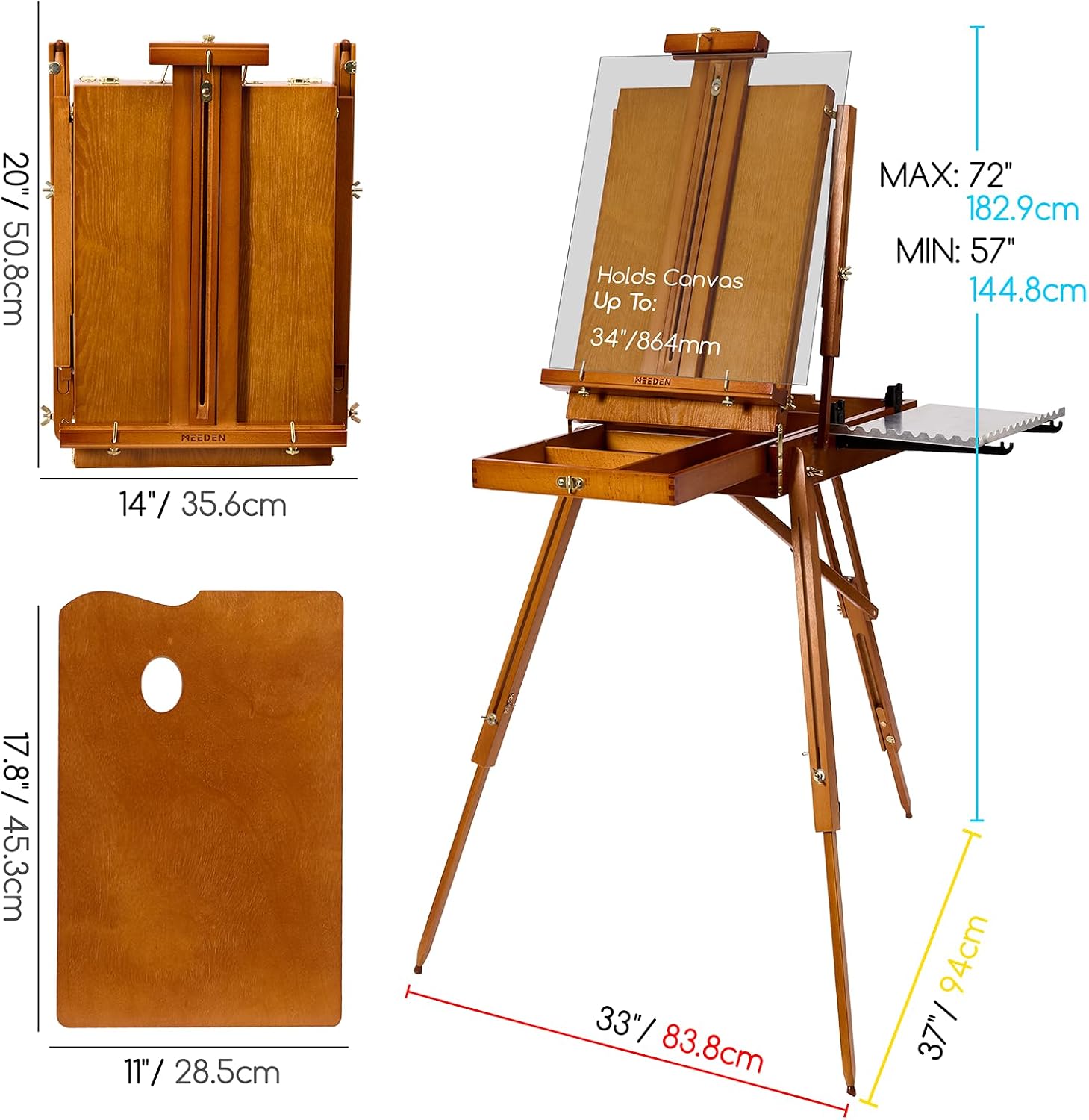 MEEDEN Portable French Easel for Painting: Beech Wood Plein Air Art Easel