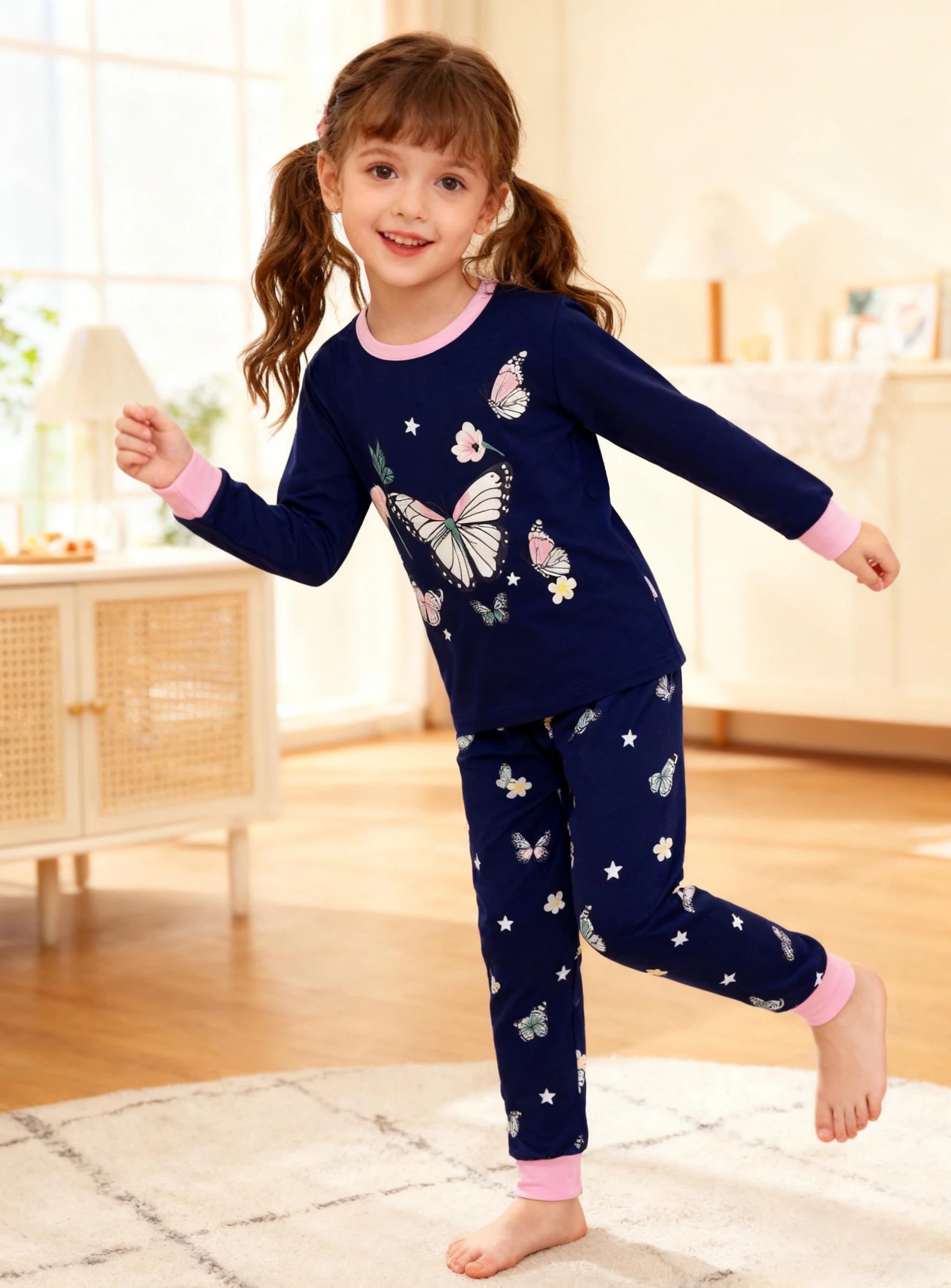 Mädchen Schlafanzug Kinder Pyjama Set Baumwolle Langarm Winter Einhorn Zweiteiliger 3-13 Jahre 98 104 110 116 122 128 134 140 146 152