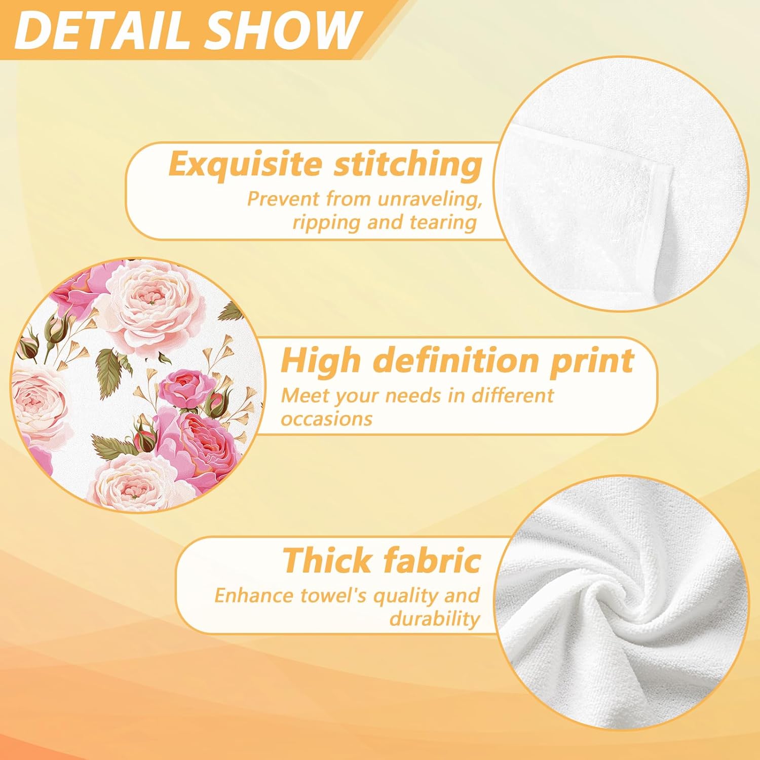 Abstract Pink Rose Bathroom Hand Towels, Vintage Flower Bath Hand Towel for Decorative Fingertip Towels Set of 2 for Home Bathroom Spa Hotel Gym 14"X28" - Image 3