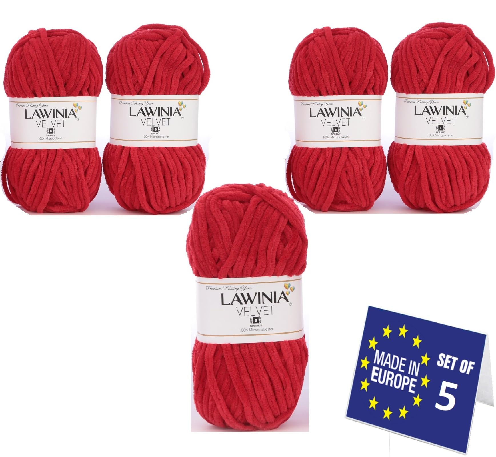 LAWINIA Premium Soft Chenille Yarn Chunky for Knitting Thick Velvet Yarn, Does NOT SHED, Plush Crochet Chunky Wool